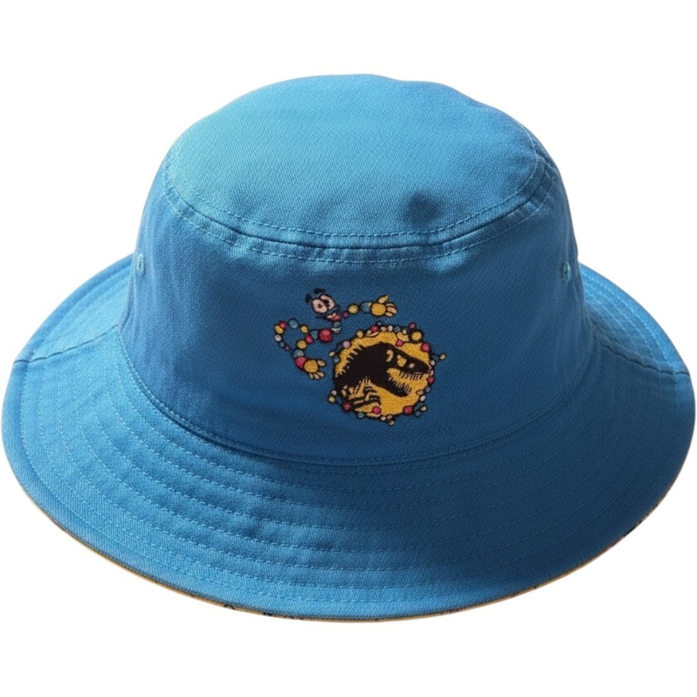 Universal Studios Jurassic Park Mr DNA Reversible Bucket Hat Blue Yellow OSFM